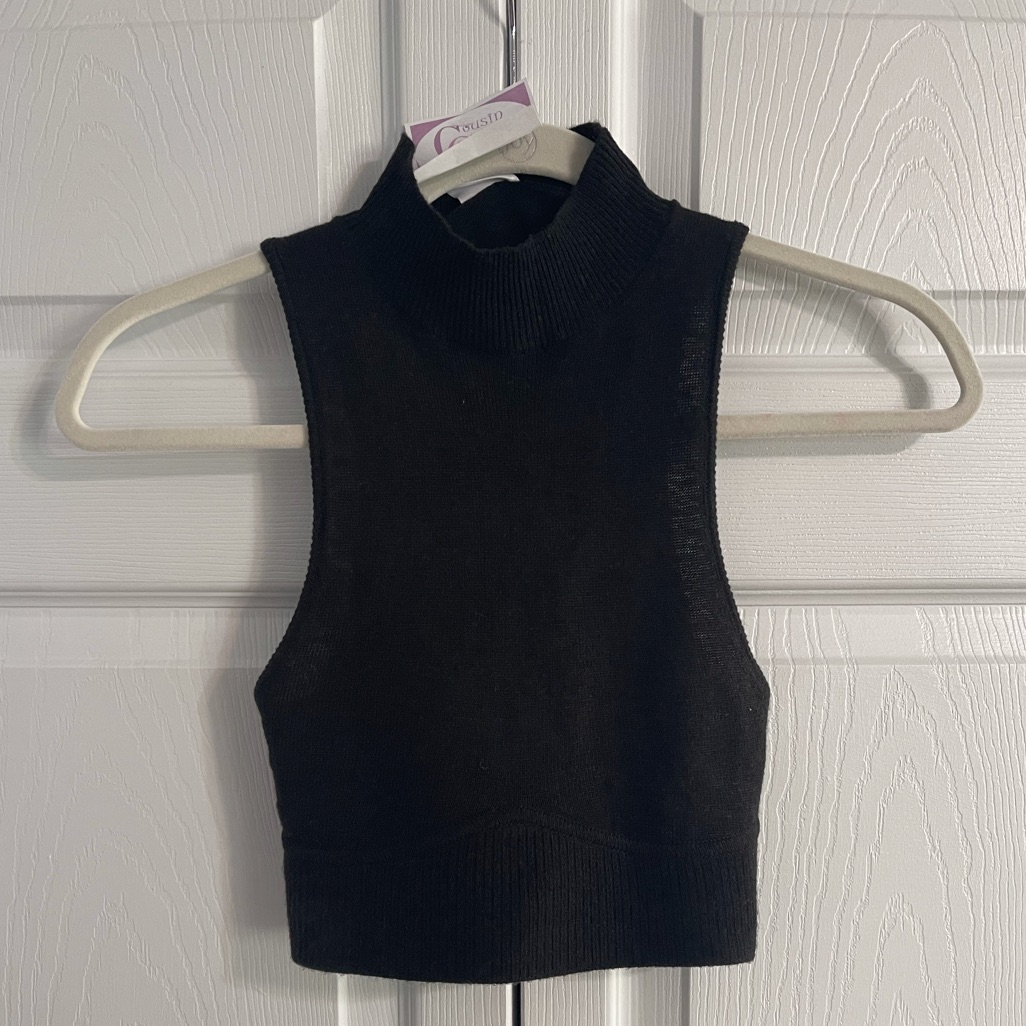 Black Mock Turtleneck Cropped Tank
